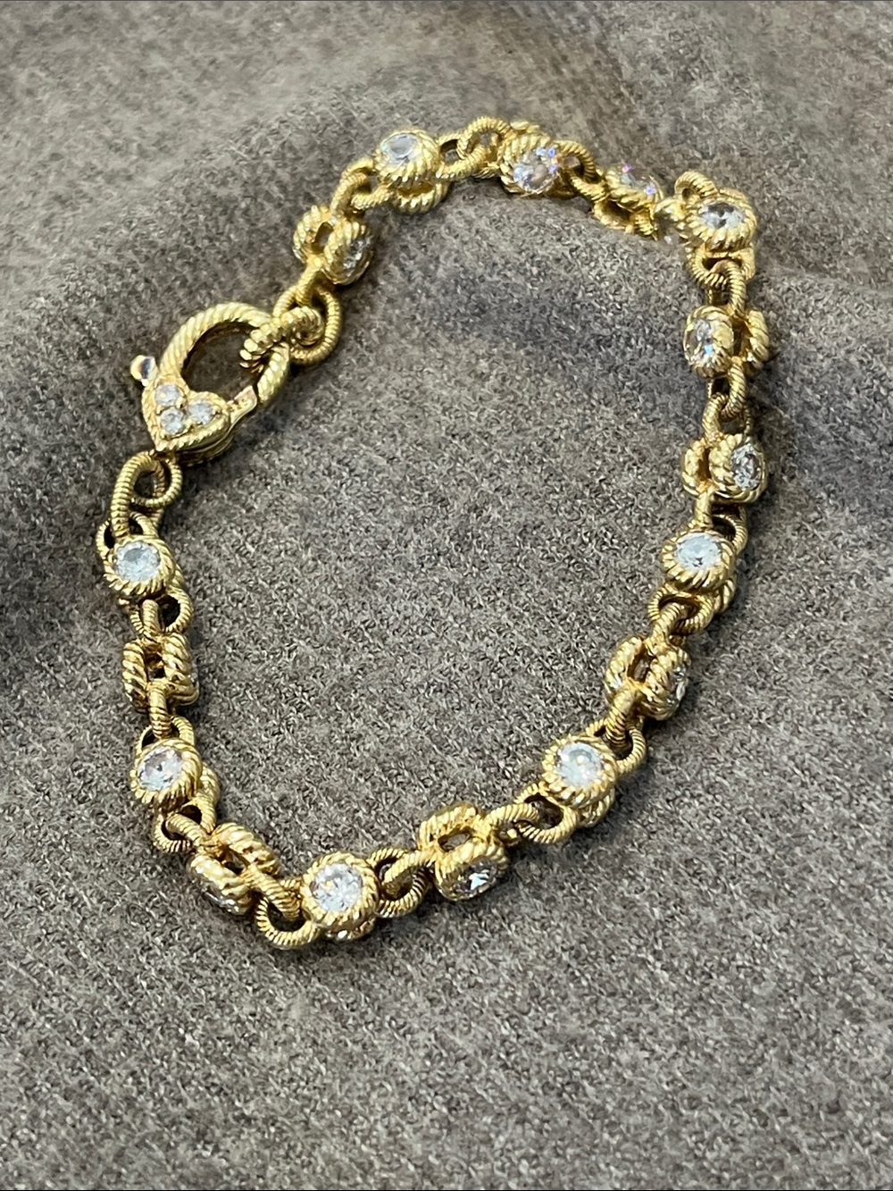 Judith Ripka Gold over Sterling Rolo-link CZ Bracelet